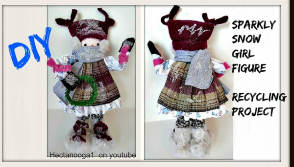 Sparkly Snow-girl Free Standing Figure Sparkly Snow-girl Free Standing Figure