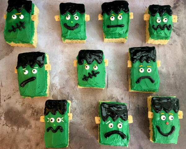 Frankenstein Halloween Rice Krispie Treats Frankenstein Halloween Rice Krispie Treats