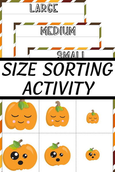 Pumpkin Size Sorting Printable Activity For Kindergarten