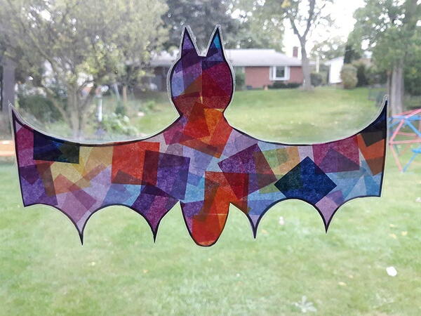 Bat Tissue Paper Suncatcher Halloween Craft Bat Tissue Paper Suncatcher Halloween Craft