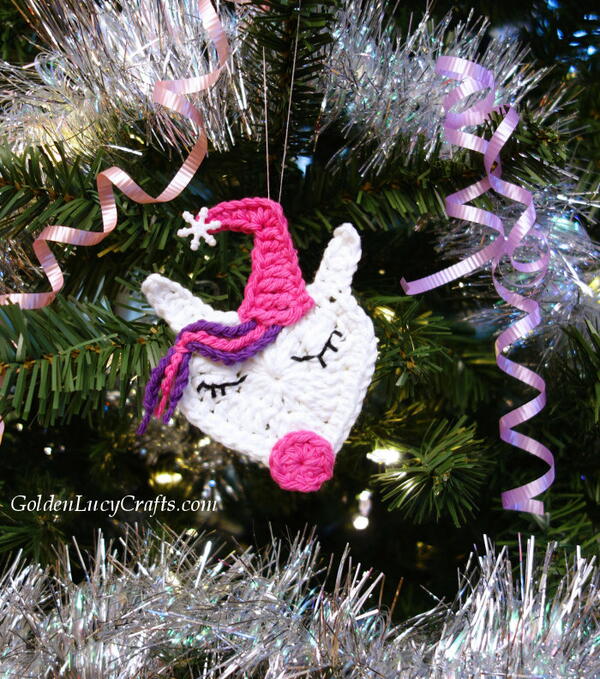 Crochet Unicorn Ornament