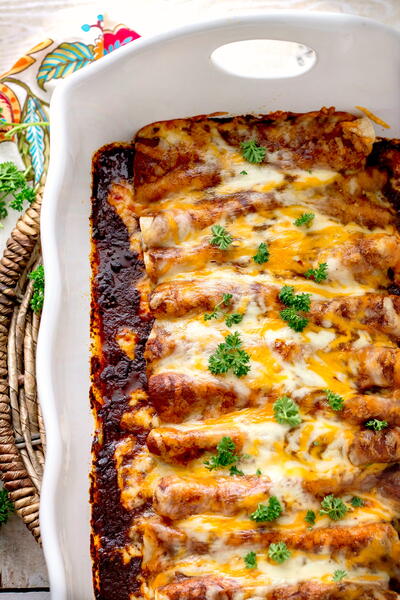 Chicken Enchilada With Homemade Red Enchilada Sauce