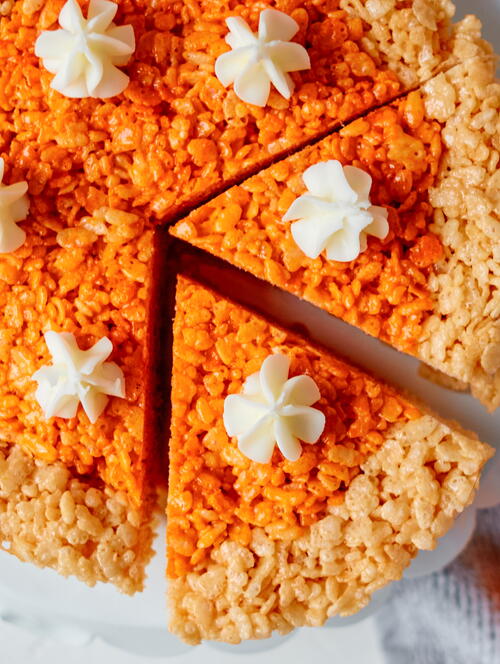 Pie Shaped Thanksgiving Rice Krispies Dessert Recipe Pie Shaped Thanksgiving Rice Krispies Dessert Recipe