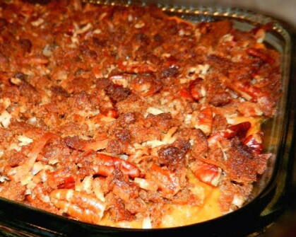 Sweet Potato Casserole with a Gingersnap Pecan-Coconut Crust Sweet Potato Casserole with a Gingersnap Pecan-Coconut Crust