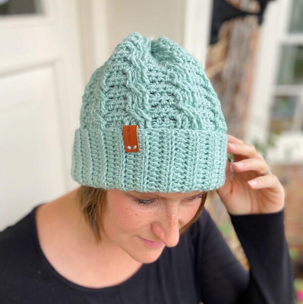 Neo Mint Crochet Cable Hat Neo Mint Crochet Cable Hat
