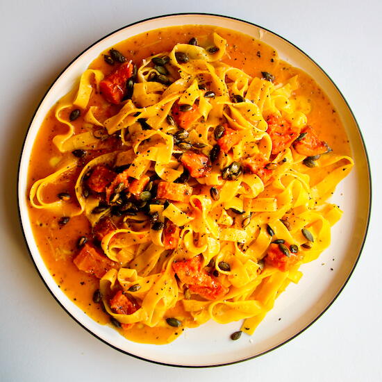 Butternut Squash Pasta With Chili & Toasted Pumpkin Seeds