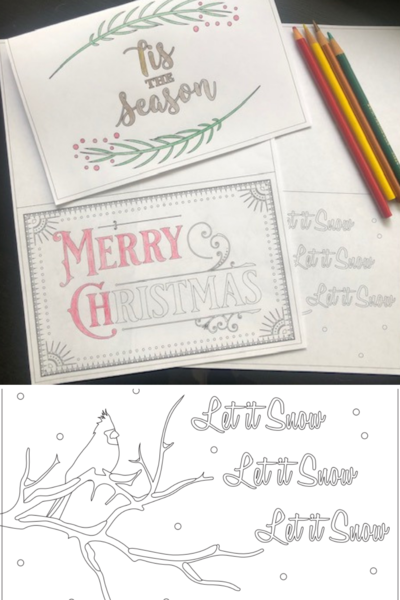 3 Free Printable Christmas Cards to Color
