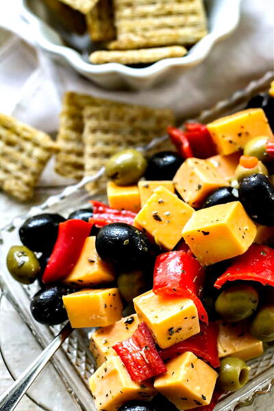 Marinated Cheese, Peppers And Olives