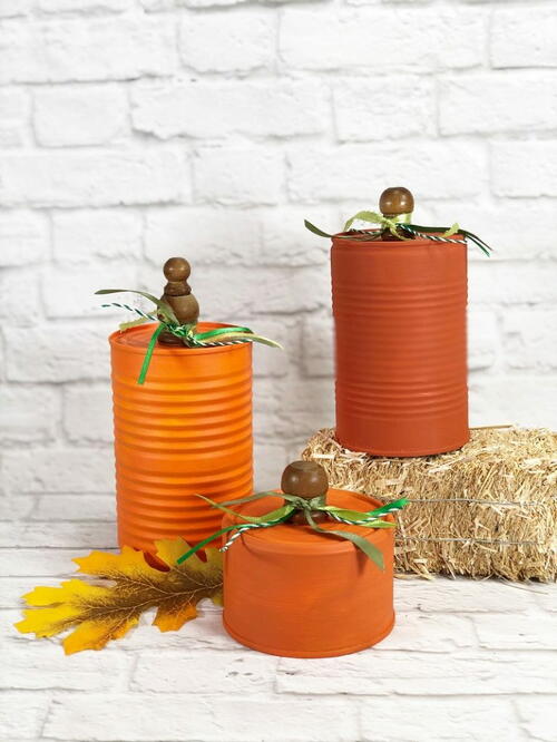 Recycled Tin Can Pumpkins Recycled Tin Can Pumpkins