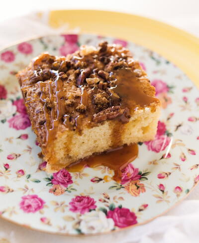 Apple Pie Dump Cake with Pecan Topping