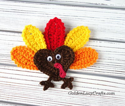 Crochet Heart-shaped Turkey Applique