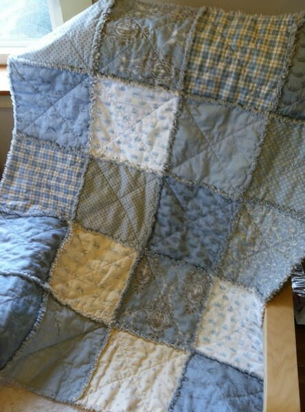 Baby Boys Blue Rag Quilt Baby Boys Blue Rag Quilt