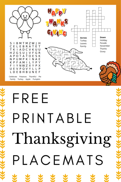 Printable Thanksgiving Placemat For Kids