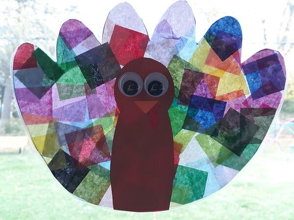 Turkey Tissue Paper Suncatcher Craft Turkey Tissue Paper Suncatcher Craft