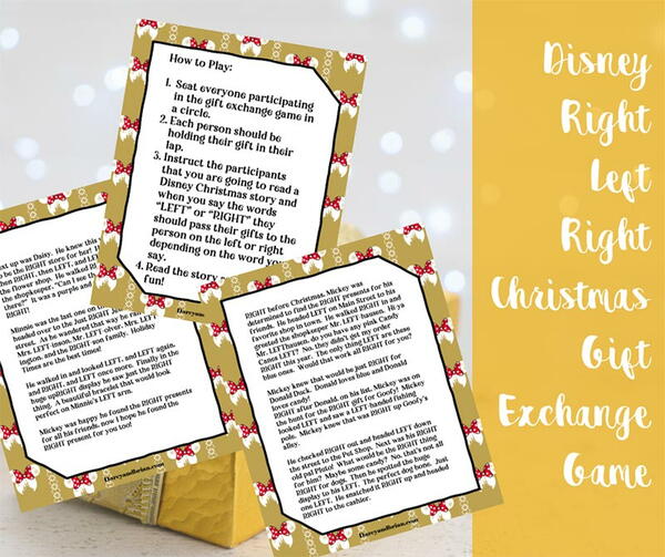 Disney Right Left Christmas Game Printable Disney Right Left Christmas Game Printable