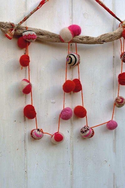 Upcycled Scrap Sweater Ball Garlands Upcycled Scrap Sweater Ball Garlands