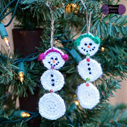 Dangling Snowman Ornament Crochet Pattern