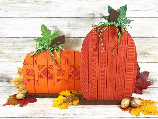 Faux Quilted Pallet Pumpkins Faux Quilted Pallet Pumpkins