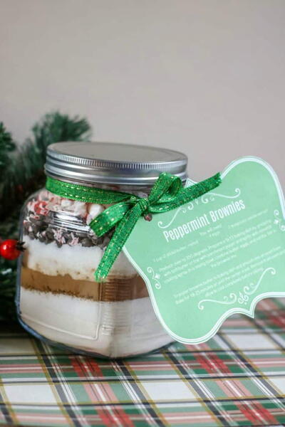 Christmas Peppermint Brownies Gift In A Jar