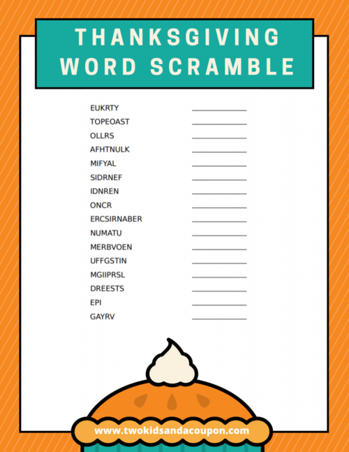 Free Printable Thanksgiving Word Scramble For Kids Free Printable Thanksgiving Word Scramble For Kids