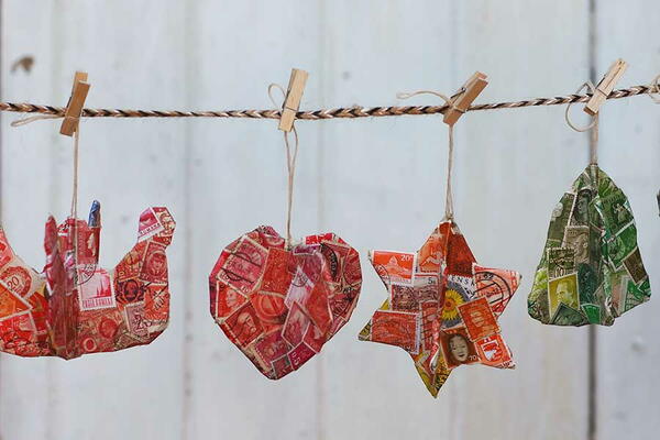Cardboard Postage Stamp Ornaments Cardboard Postage Stamp Ornaments