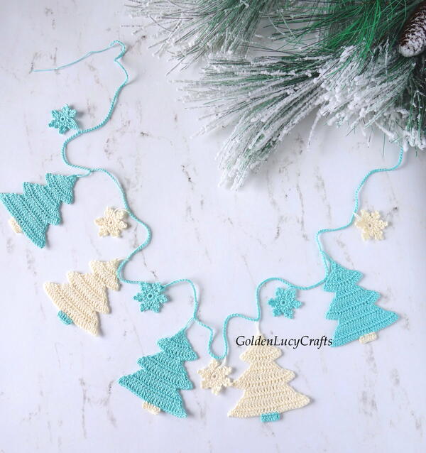 Crochet Christmas Tree Garland Crochet Christmas Tree Garland