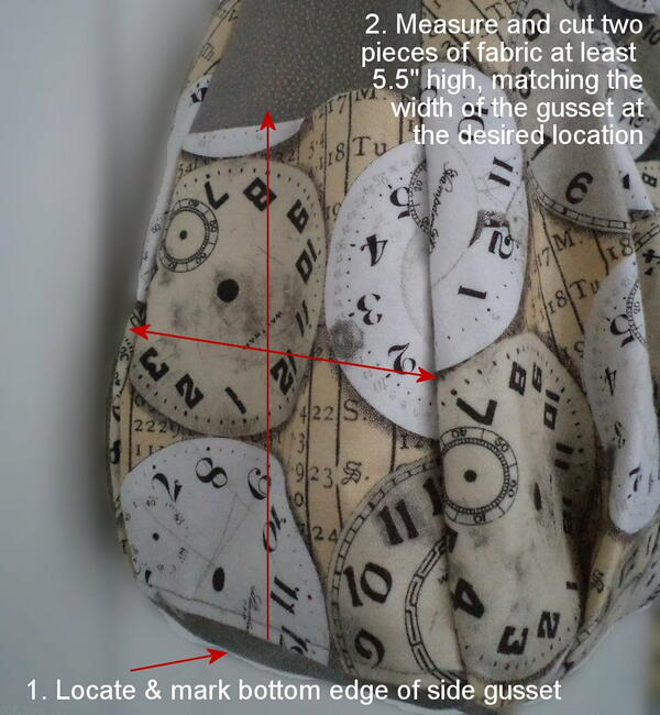 Image shows measuring fabric for gusset pockets.