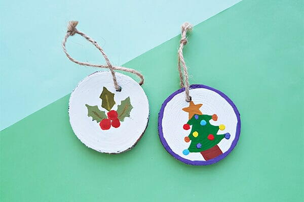 Wood Slice Painted Christmas Ornaments Wood Slice Painted Christmas Ornaments