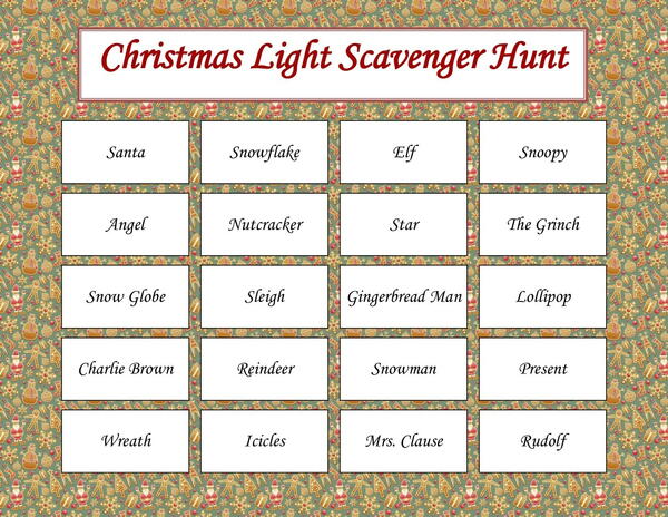 Free Printable Christmas Light Scavenger Hunt Free Printable Christmas Light Scavenger Hunt