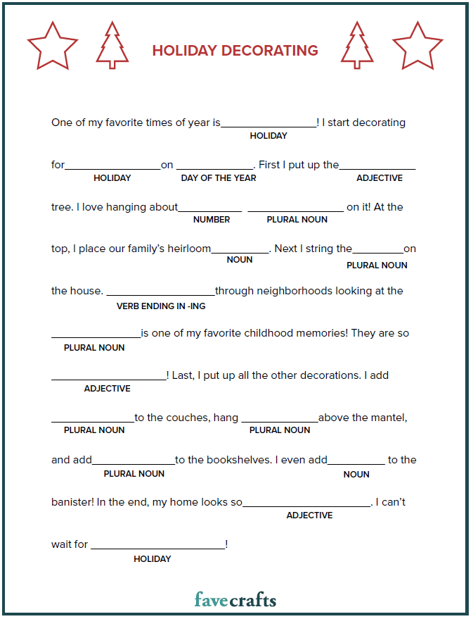 Holiday Decorating Printable Mad Lib (PDF) | FaveCrafts.com Holiday Decorating Printable Mad Lib (PDF) | FaveCrafts.com