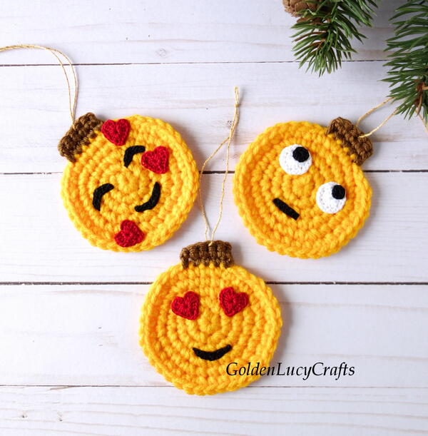 Crochet Emoji Christmas Ornaments