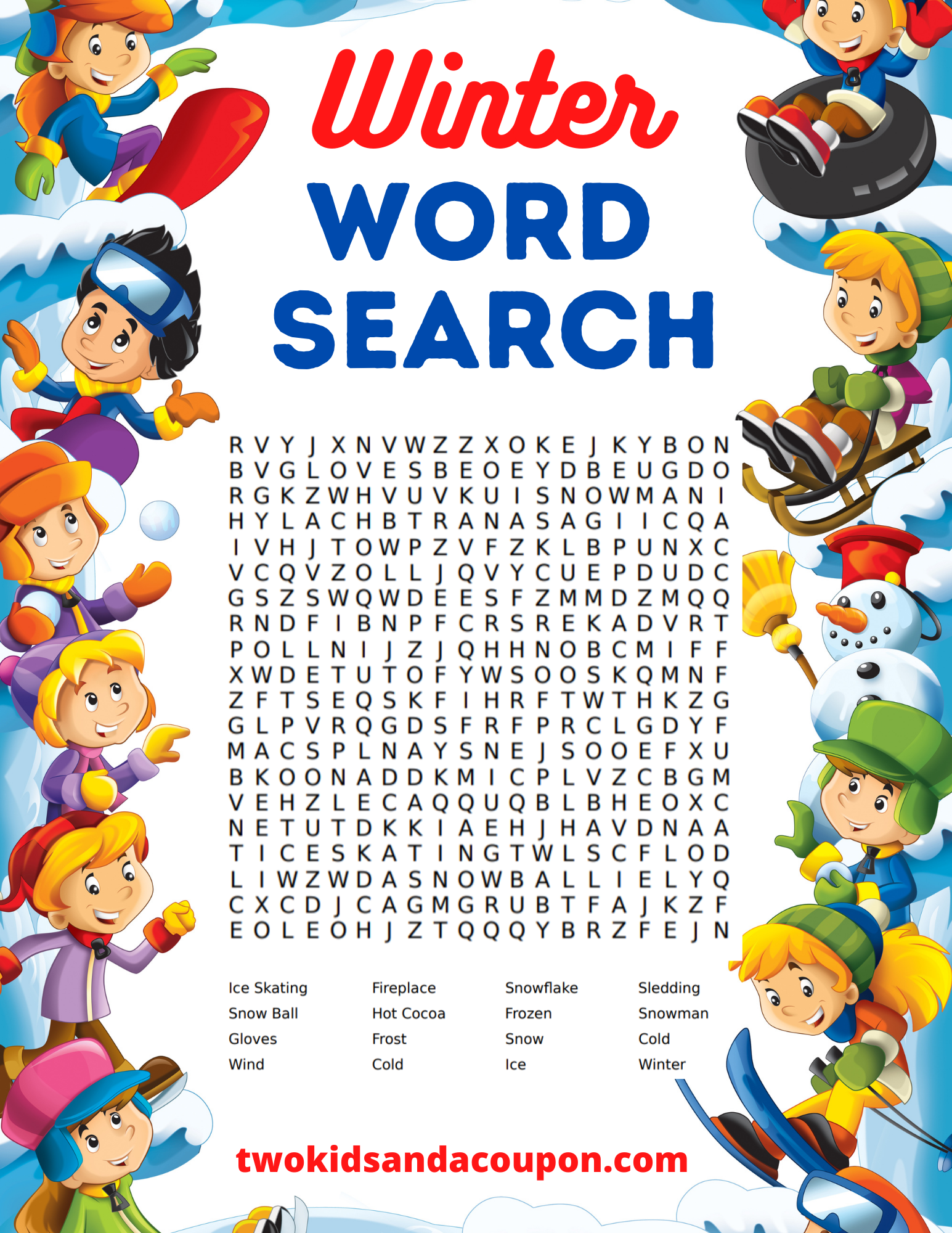 Free Printable Winter Word Search For Kids