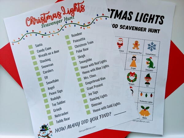 Printable Christmas Lights Scavenger Hunt Printable Christmas Lights Scavenger Hunt