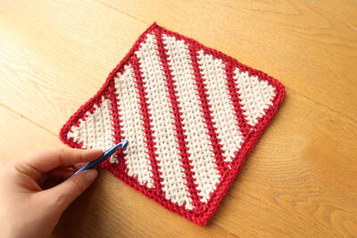 Candy Cane Crochet Blanket Square