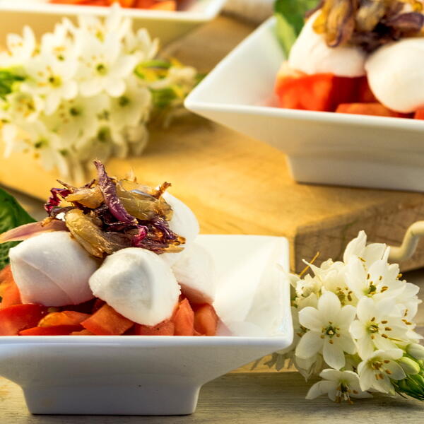 Bocconcini Caprese With Caramelized Onions Bocconcini Caprese With Caramelized Onions