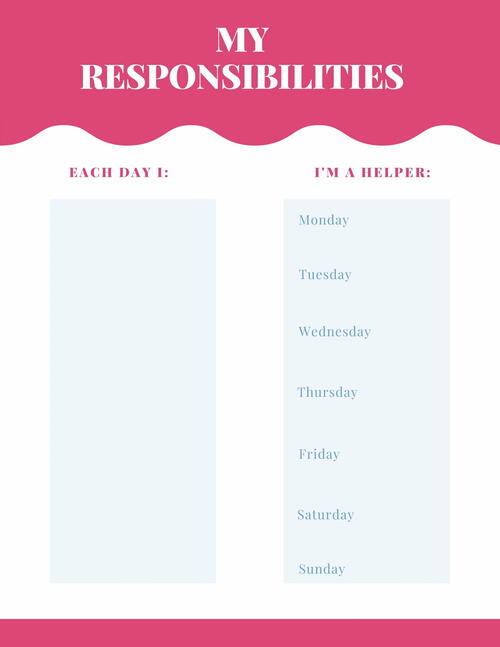 Printable Kids Chore Chart Printable Kids Chore Chart