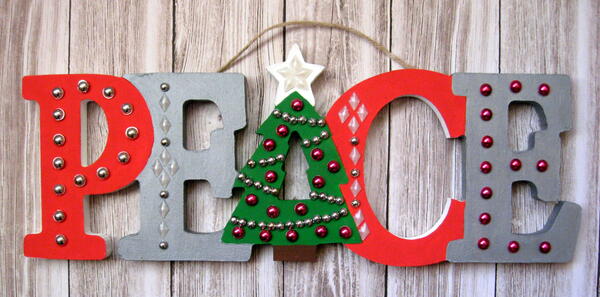 Embellished Wooden Peace Sign Embellished Wooden Peace Sign