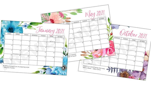 Free Printable 2021 Calendar Free Printable 2021 Calendar