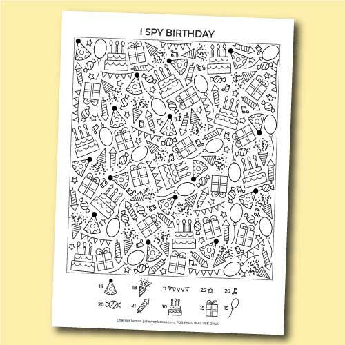 Printable I Spy Birthday Printable I Spy Birthday