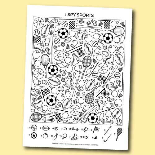 Printable I Spy Sports Printable I Spy Sports