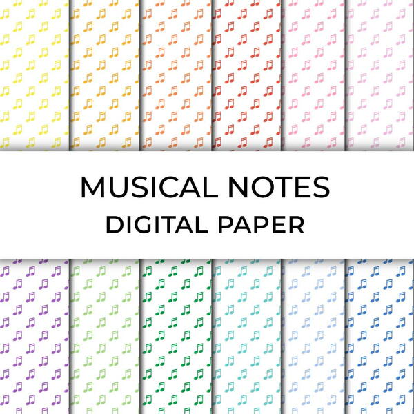 Musical Notes Digital Paper Pack Musical Notes Digital Paper Pack