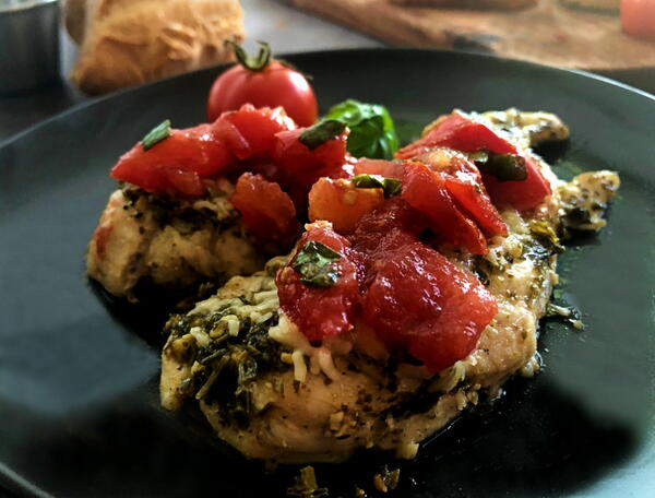 Pesto Chicken With Bruschetta Pesto Chicken With Bruschetta