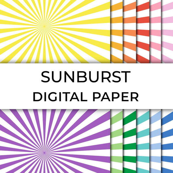 Printable Sunburst Digital Paper Printable Sunburst Digital Paper
