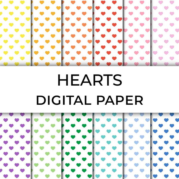 Printable Hearts Digital Paper Printable Hearts Digital Paper