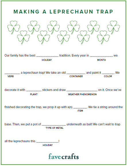 Leprechaun Trap St. Patrick's Day Mad Lib