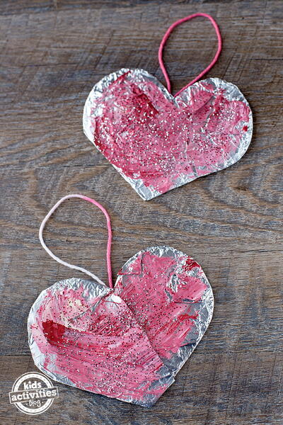 httpswwwcraftpaperscissorscomrainbow-crafts-2 Painted Foil Hearts