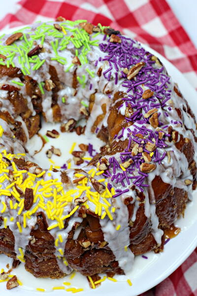 Sticky Sweet Mardi Gras Monkey Bread Recipe Sticky Sweet Mardi Gras Monkey Bread Recipe
