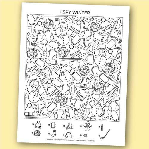 Printable I Spy Winter Printable I Spy Winter