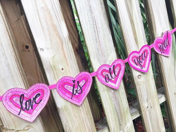 Hand Lettered Valentine Banner With Free Printable Hand Lettered Valentine Banner With Free Printable