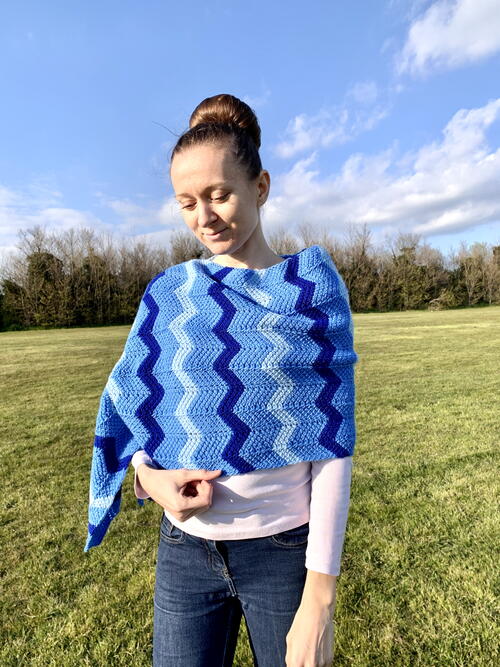 Sky Walk Tunisian Chevron Shawl Sky Walk Tunisian Chevron Shawl